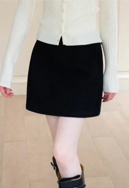 High Waist A Line Mini Skirt with Belted Waistband