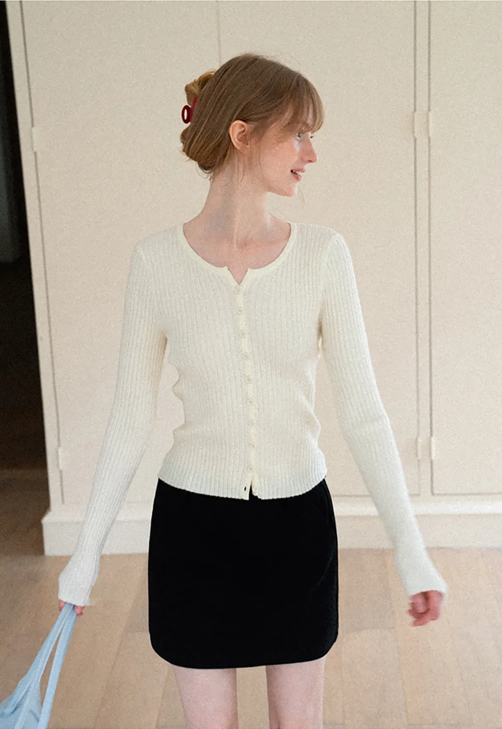 High Waist A Line Mini Skirt with Belted Waistband