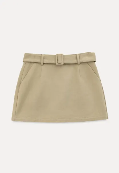 High Waist A Line Mini Skirt with Belted Waistband