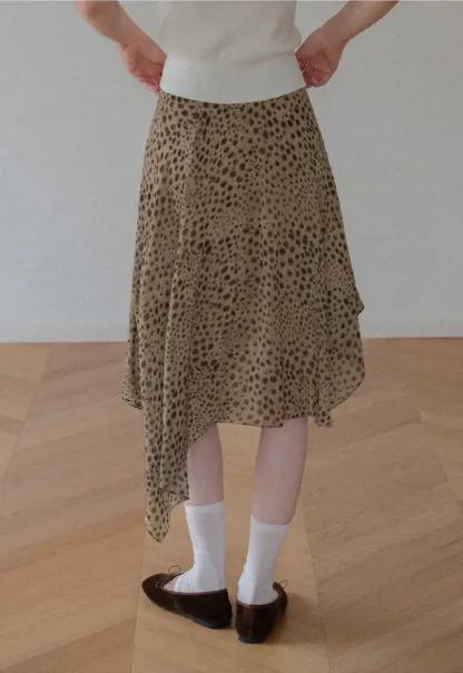Polka Dot Print Asymmetrical Hem Skirt