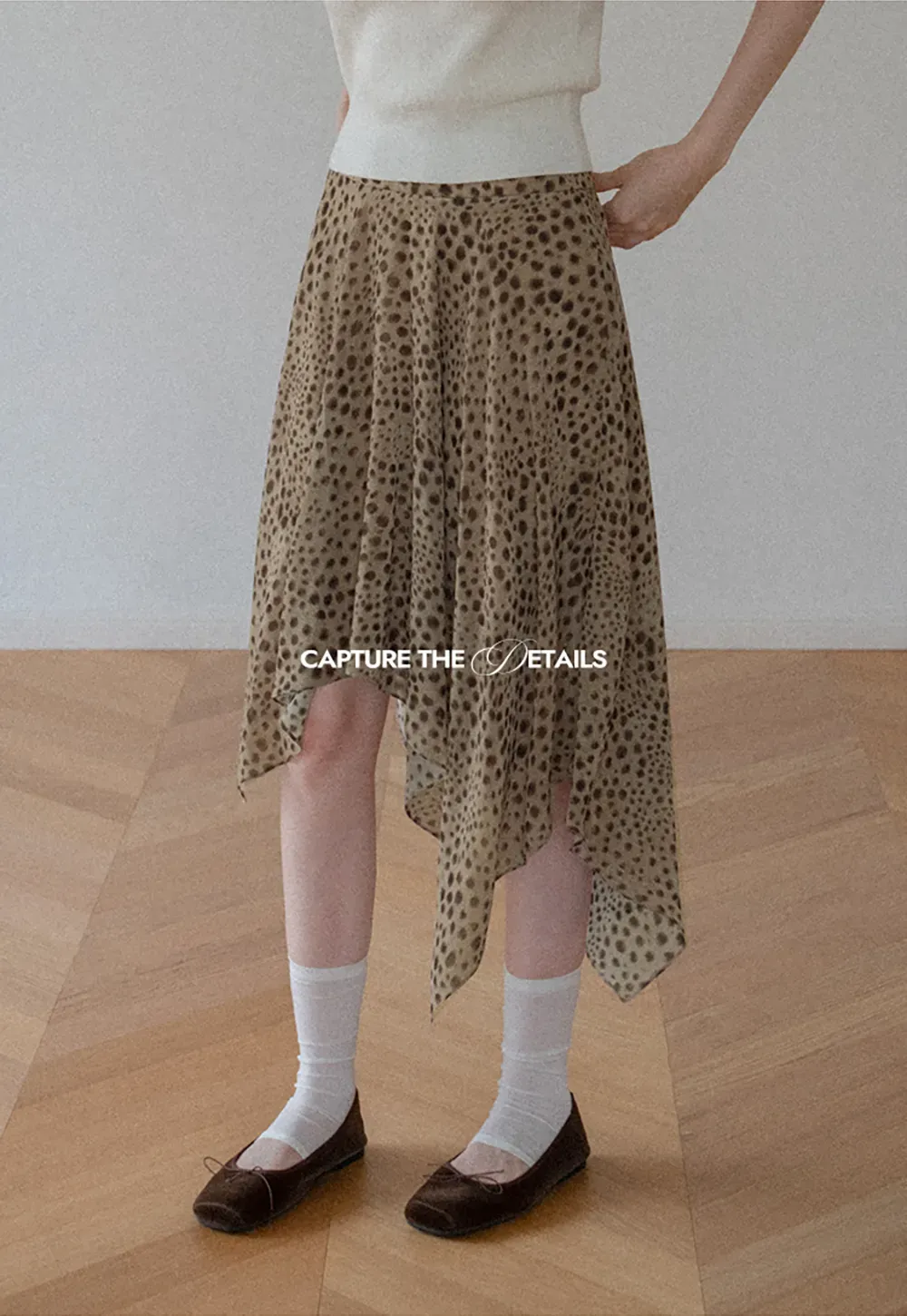 Polka Dot Print Asymmetrical Hem Skirt