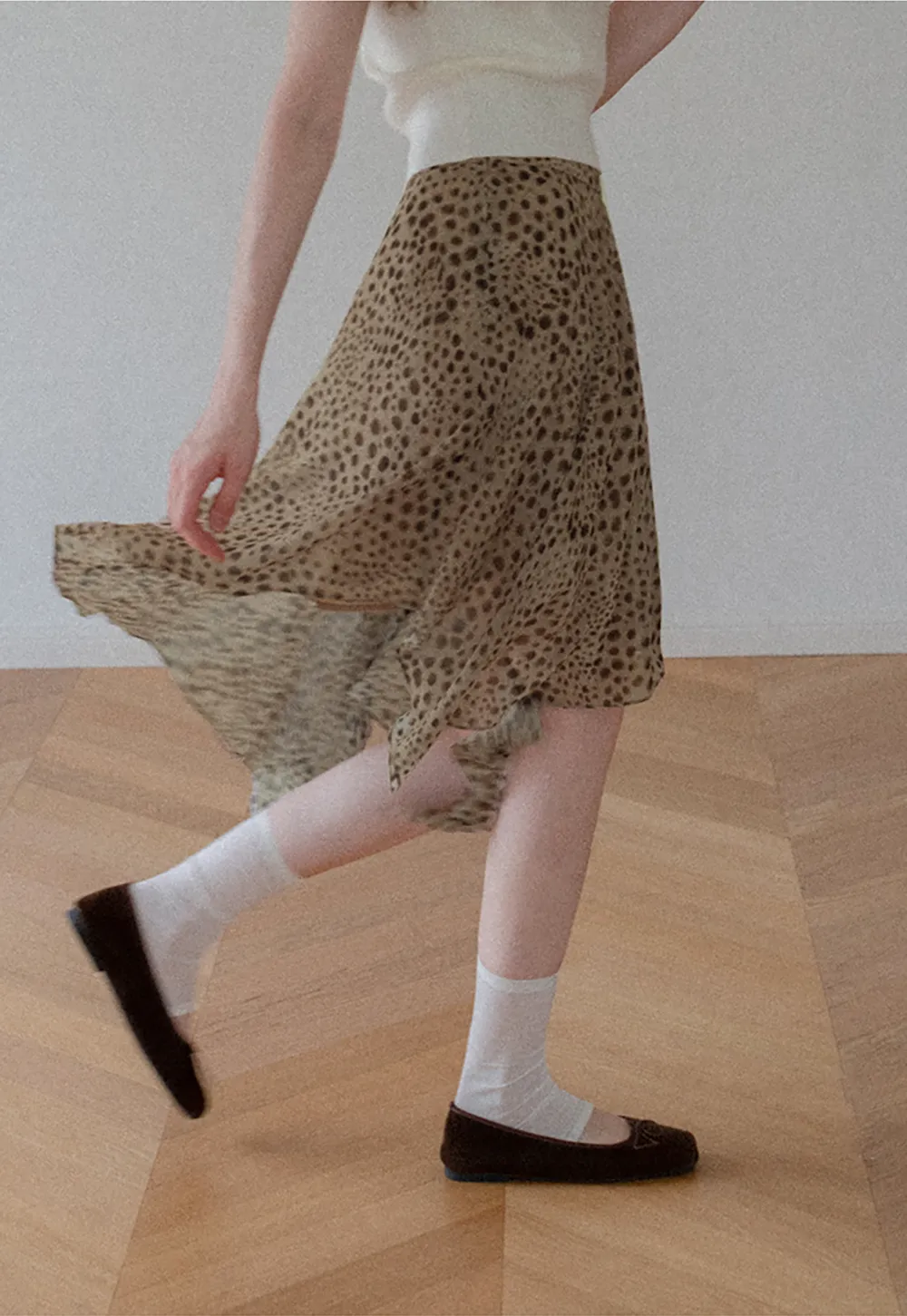 Polka Dot Print Asymmetrical Hem Skirt