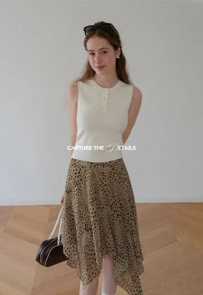Polka Dot Print Asymmetrical Hem Skirt