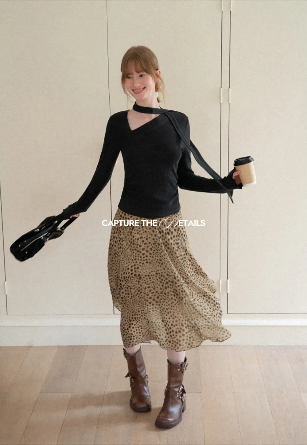 Polka Dot Print Asymmetrical Hem Skirt