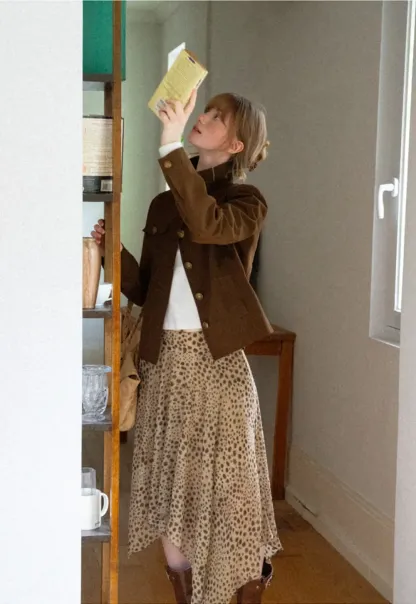Polka Dot Print Asymmetrical Hem Skirt