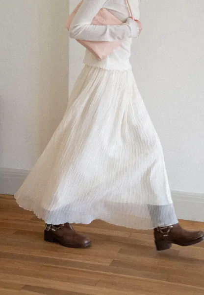 Pleated Flowing Midi Skirt