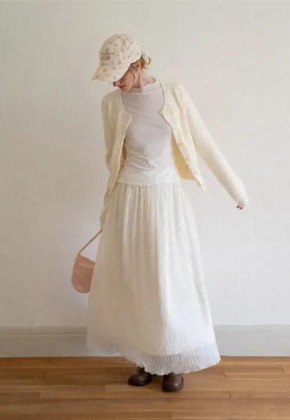 Pleated Flowing Midi Skirt