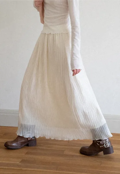 Pleated Flowing Midi Skirt