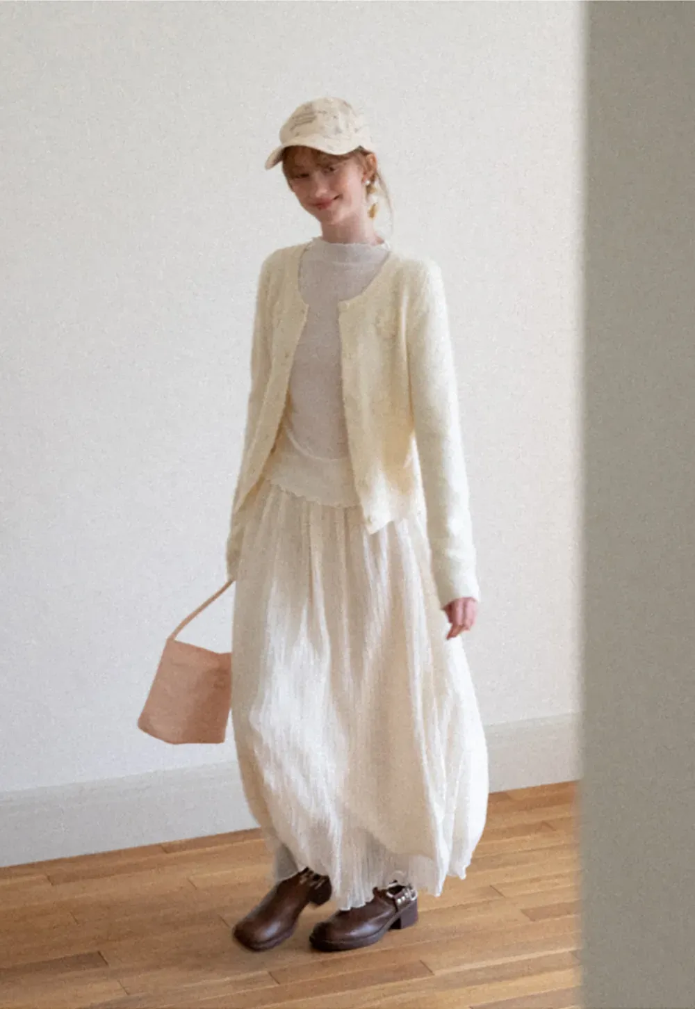 Pleated Flowing Midi Skirt