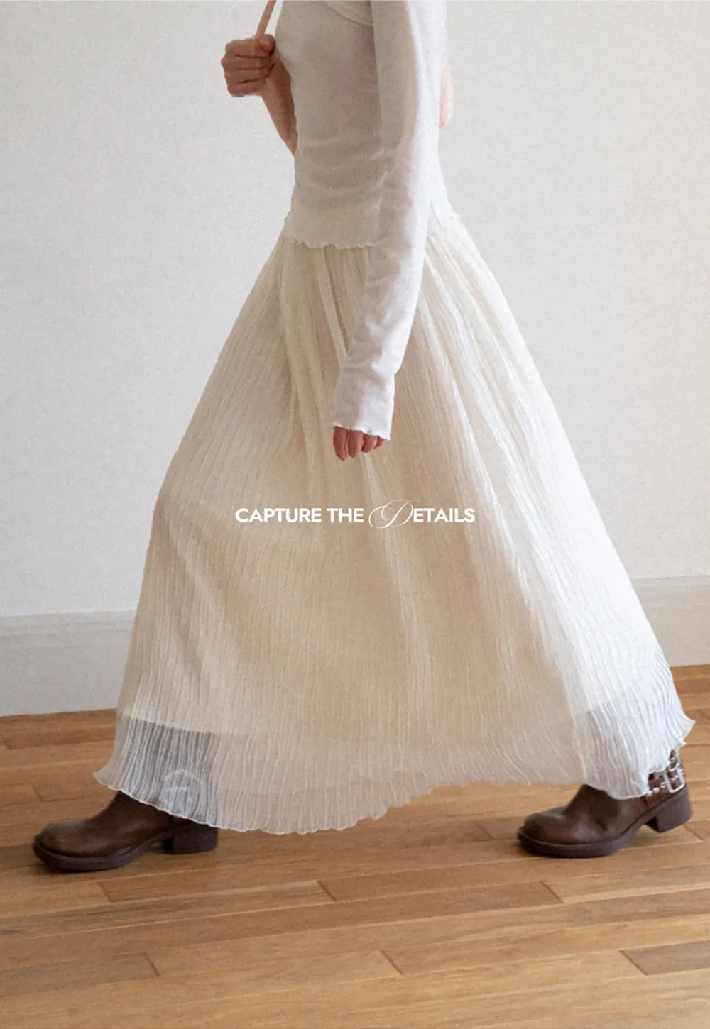 Pleated Flowing Midi Skirt