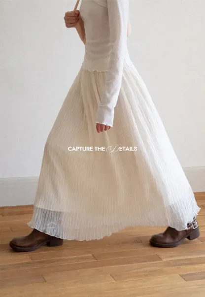 Pleated Flowing Midi Skirt