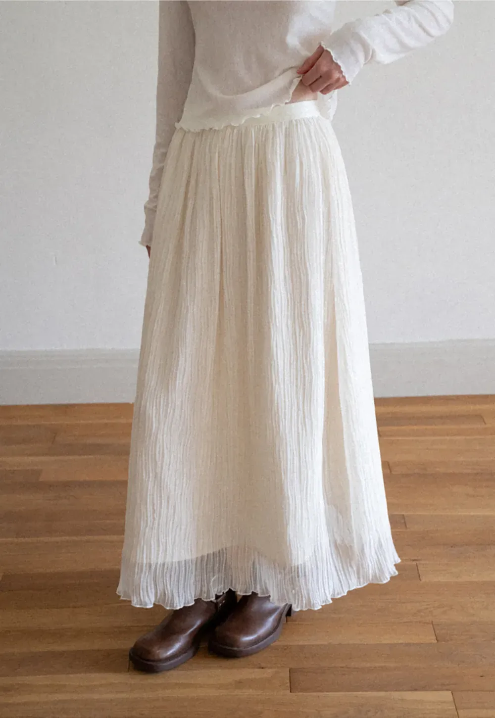 Pleated Flowing Midi Skirt