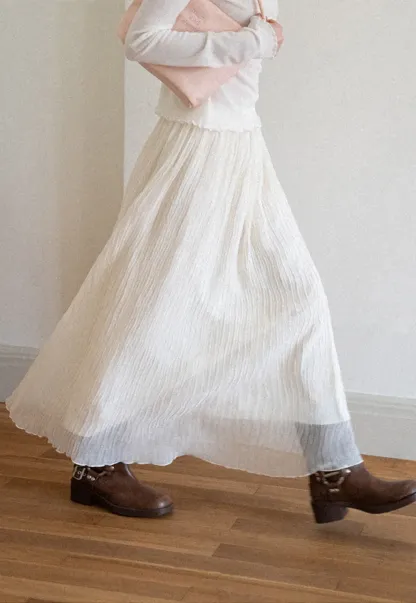 Pleated Flowing Midi Skirt