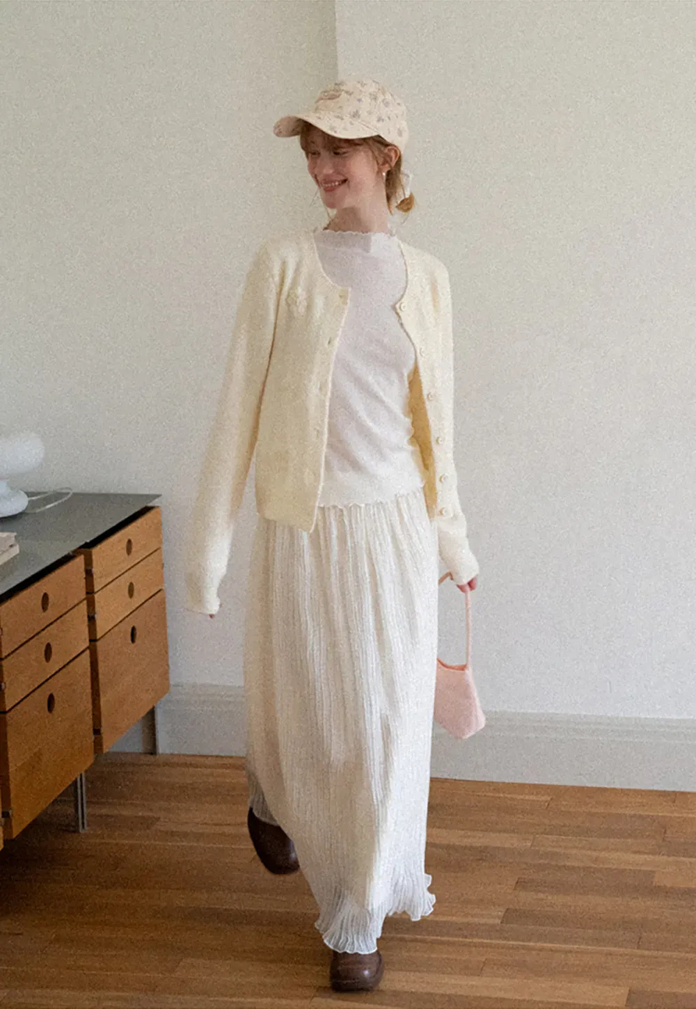 Pleated Flowing Midi Skirt