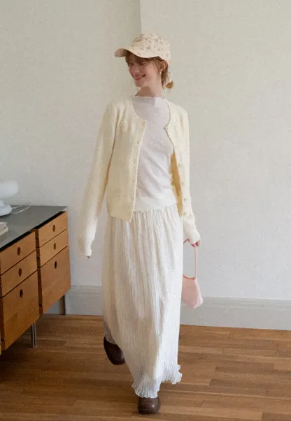 Pleated Flowing Midi Skirt