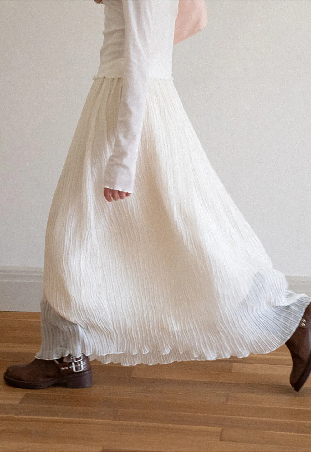 Pleated Flowing Midi Skirt