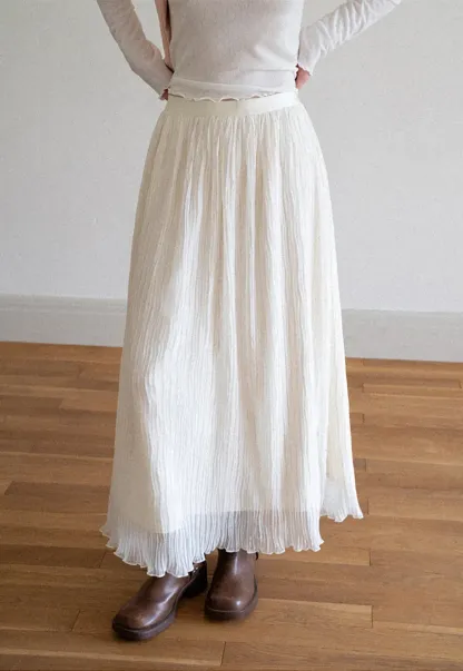 Pleated Flowing Midi Skirt