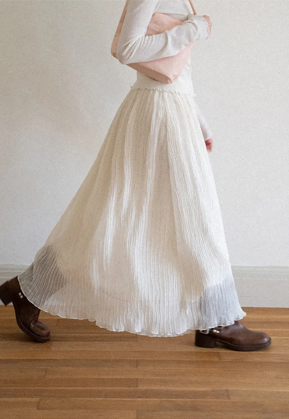 Pleated Flowing Midi Skirt