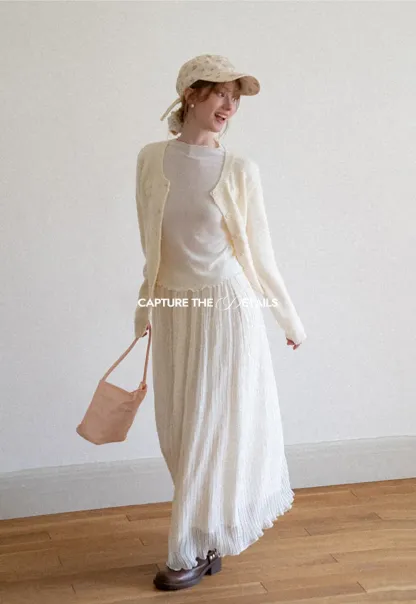 Pleated Flowing Midi Skirt