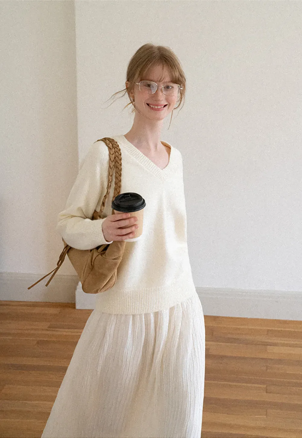 Pleated Flowing Midi Skirt