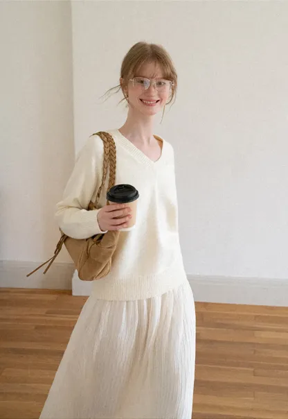 Pleated Flowing Midi Skirt