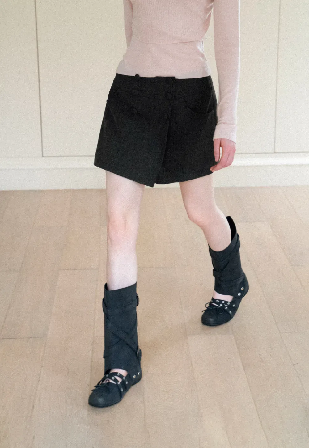Asymmetrical Wrap Front High Waist Skirt