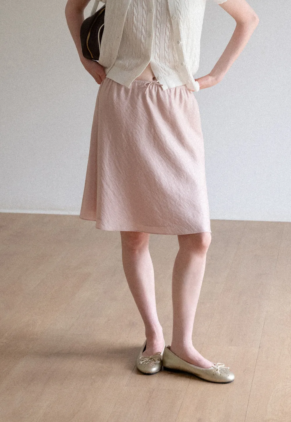 Textured A-Line Skirt with Drawstring Waist