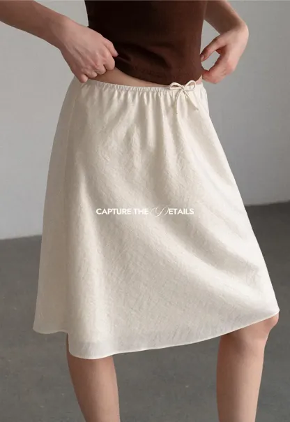 Textured A-Line Skirt with Drawstring Waist