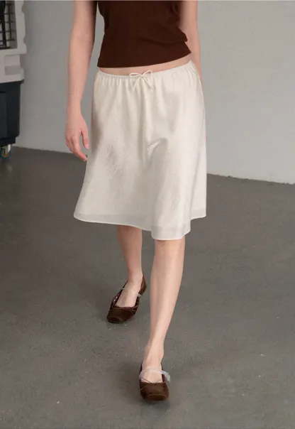 Textured A-Line Skirt with Drawstring Waist