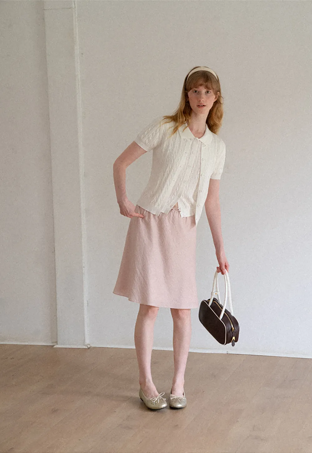 Textured A-Line Skirt with Drawstring Waist