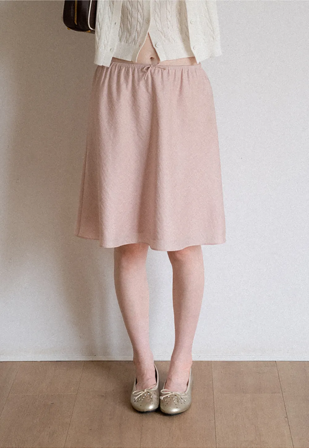 Textured A-Line Skirt with Drawstring Waist