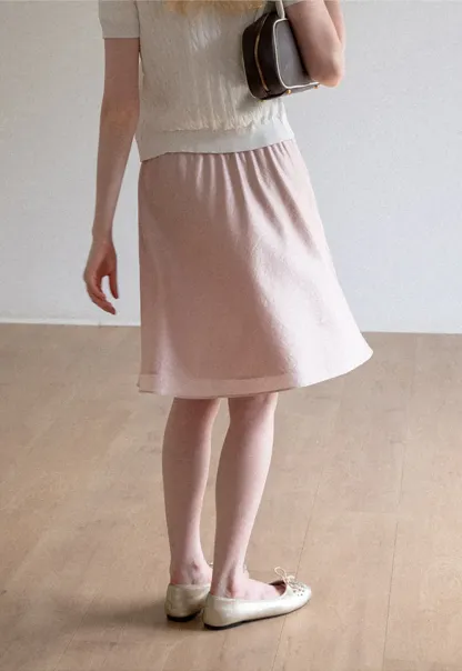 Textured A-Line Skirt with Drawstring Waist