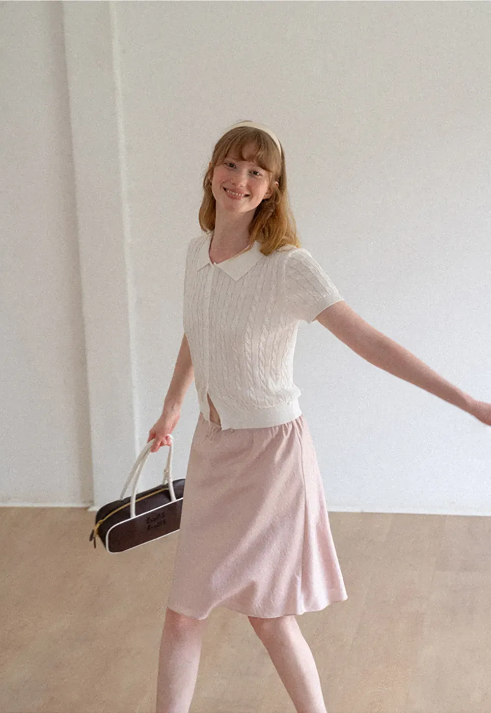 Textured A-Line Skirt with Drawstring Waist