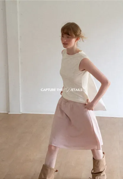Textured A-Line Skirt with Drawstring Waist