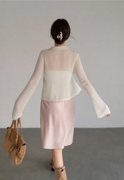 Textured A-Line Skirt with Drawstring Waist