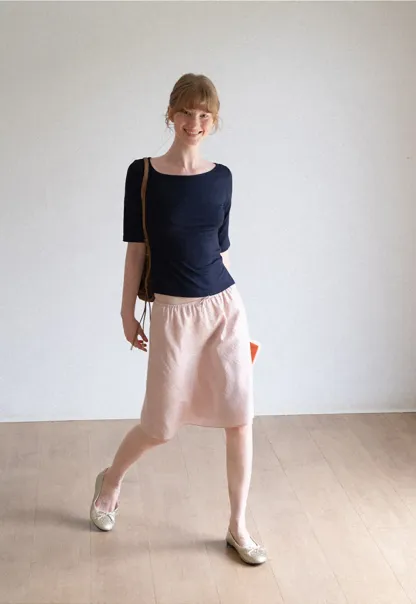 Textured A-Line Skirt with Drawstring Waist