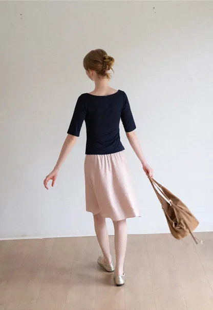 Textured A-Line Skirt with Drawstring Waist