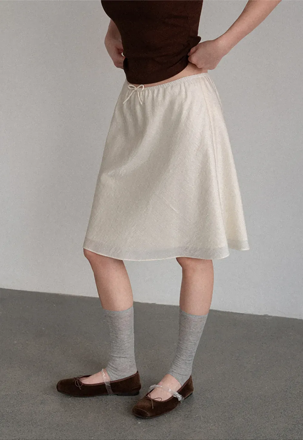 Textured A-Line Skirt with Drawstring Waist