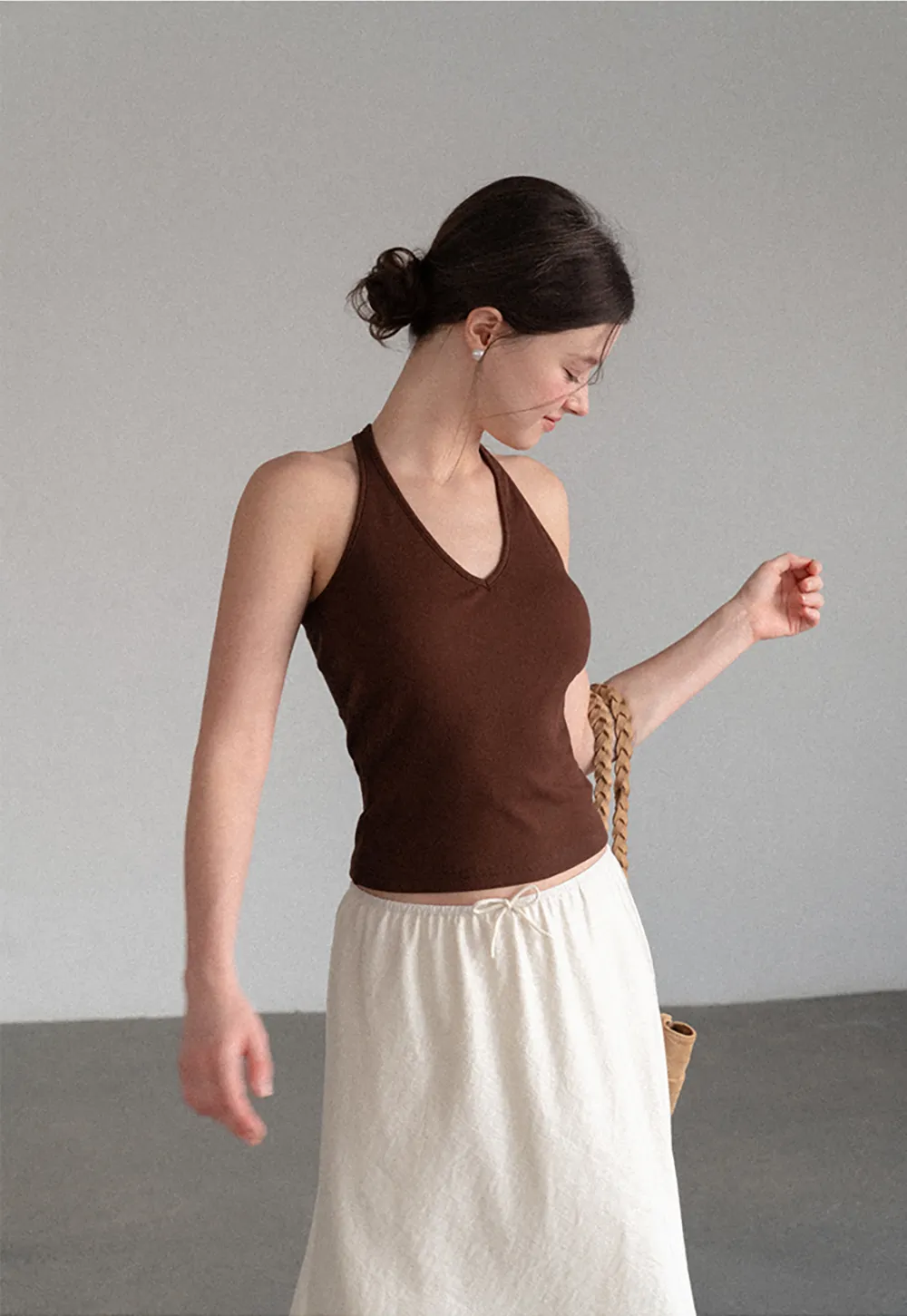 Textured A-Line Skirt with Drawstring Waist