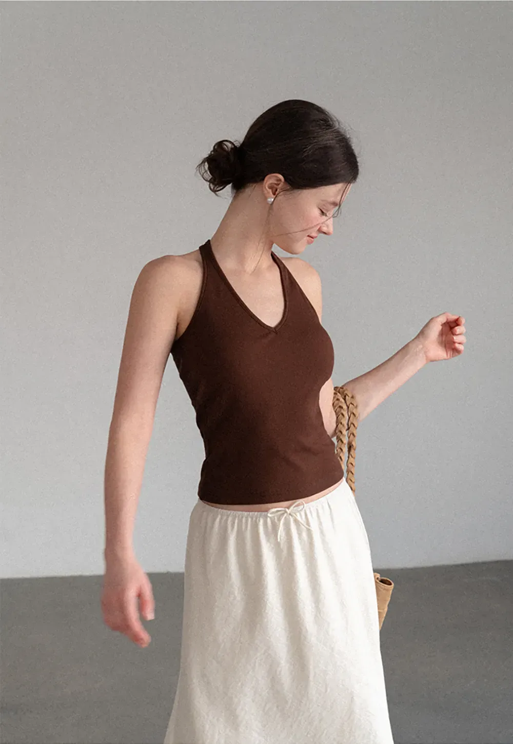Textured A-Line Skirt with Drawstring Waist