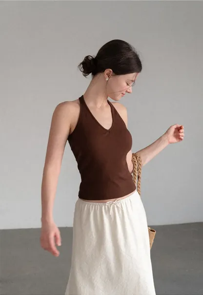 Textured A-Line Skirt with Drawstring Waist