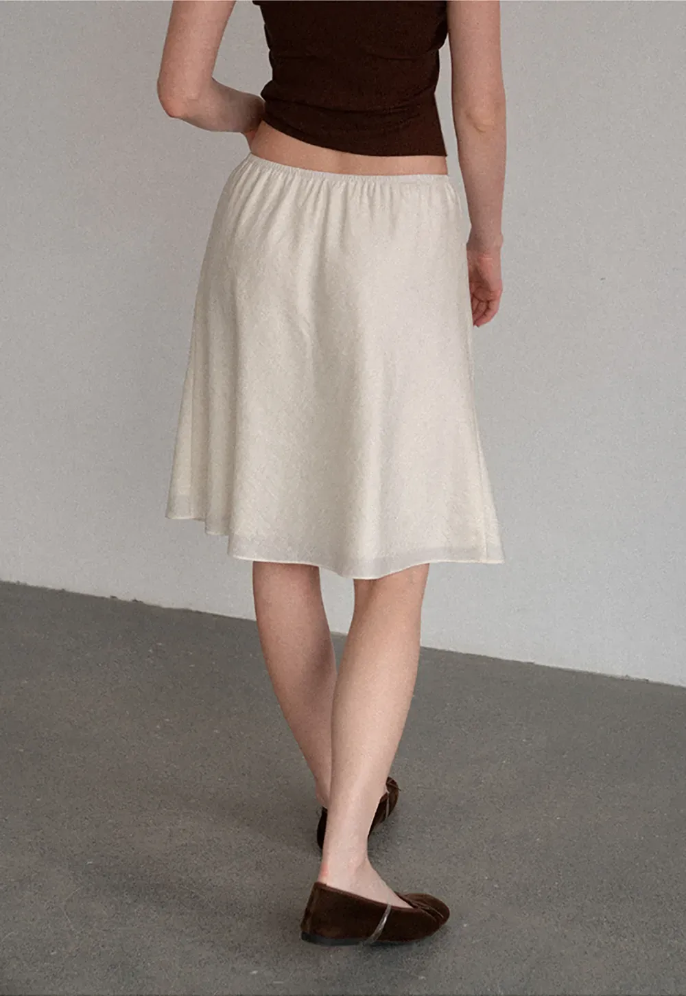 Textured A-Line Skirt with Drawstring Waist