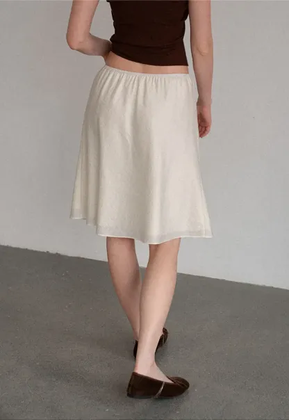 Textured A-Line Skirt with Drawstring Waist