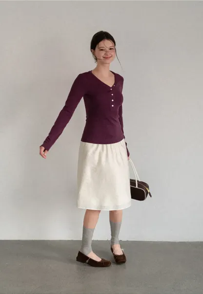 Textured A-Line Skirt with Drawstring Waist