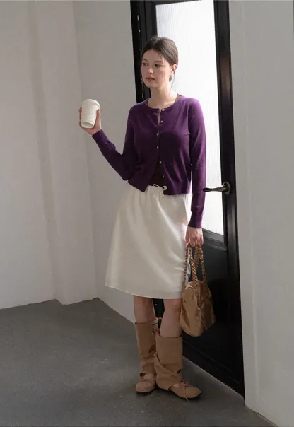 Textured A-Line Skirt with Drawstring Waist