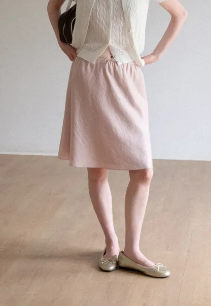 Textured A-Line Skirt with Drawstring Waist