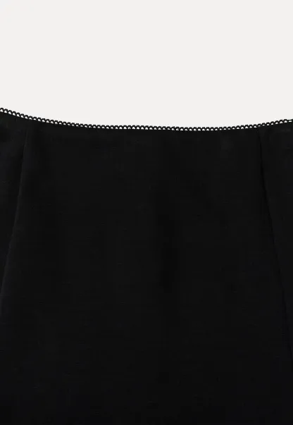 Lace Trim Flared Skirt