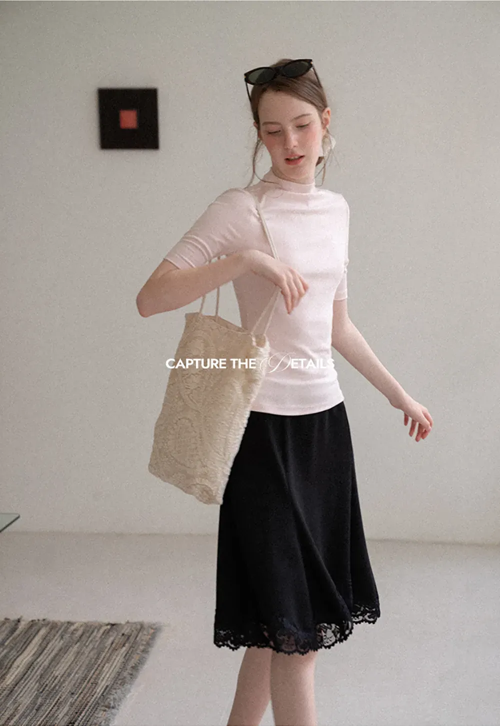 Lace Trim Flared Skirt