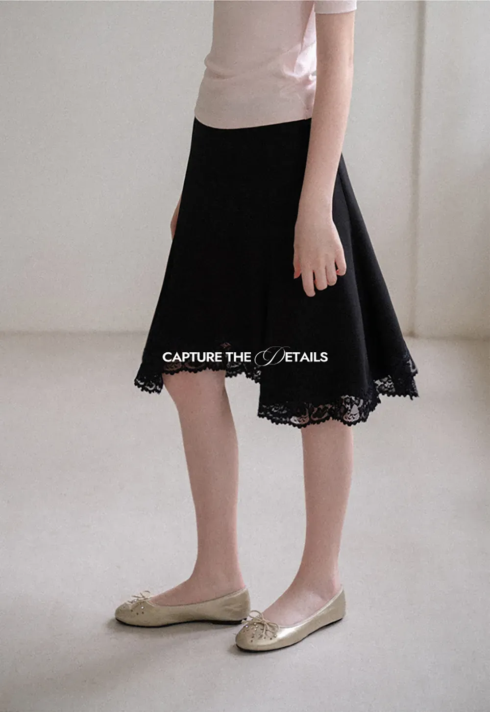 Lace Trim Flared Skirt