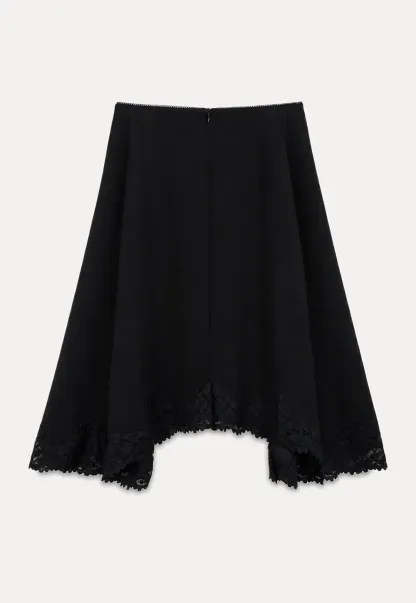 Lace Trim Flared Skirt